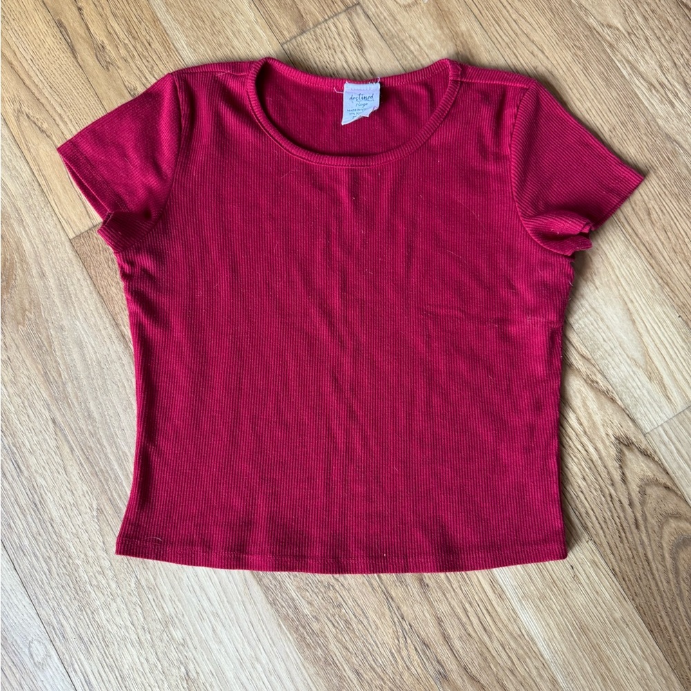 Destined Red Ribbed Top - Girl's Size XL